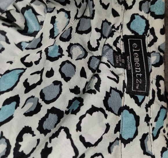 Elementz Blue and Black Animal Print Blouse - Picture 4 of 4
